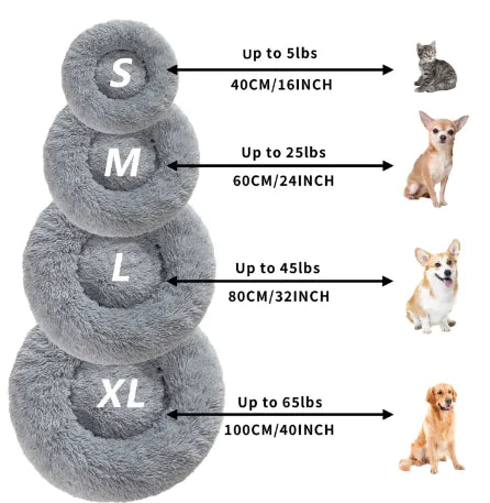 Fluffy Donut Pet Bed – Plush, Calming Comfort for Dogs and Cats