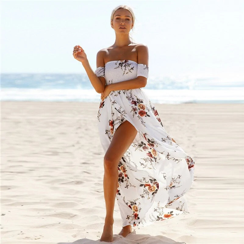 Bohemian Floral Maxi Dress – Ankle-Length Fit-and-Flare for Effortless Summer Style