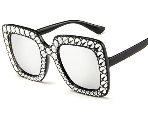 Square Rhinestone Sunglasses – Oversized Glamour with Dazzling Crystal Frames (7 Color Options)