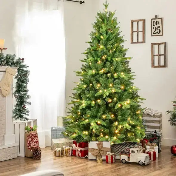 5FT PE PVC Mixed Automatic Christmas Tree with Lights – Fluffy, Realistic & Easy Assembly