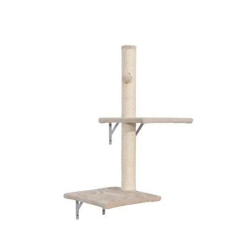 Wall-Mounted Cat Tree with 2 Apartments, 3 Ledges, 2 Ladders & Sisal Scratcher – Modern Space-Saving Cat Furniture for Climbing, Scratching & Lounging
