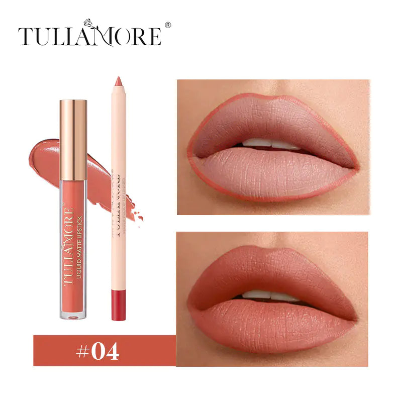 Waterproof Matte Air Lip Glaze & Lip Pencil Set