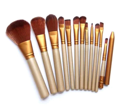 12-Piece Makeup Brush Set in Iron Box – Professional Quality, Travel-Friendly Design (Gold Finish)