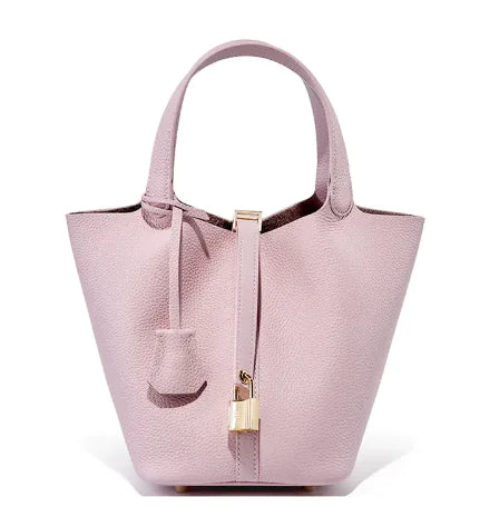 Bucket Leather Handbag – Genuine Cowhide Urban Chic Cylinder Bag