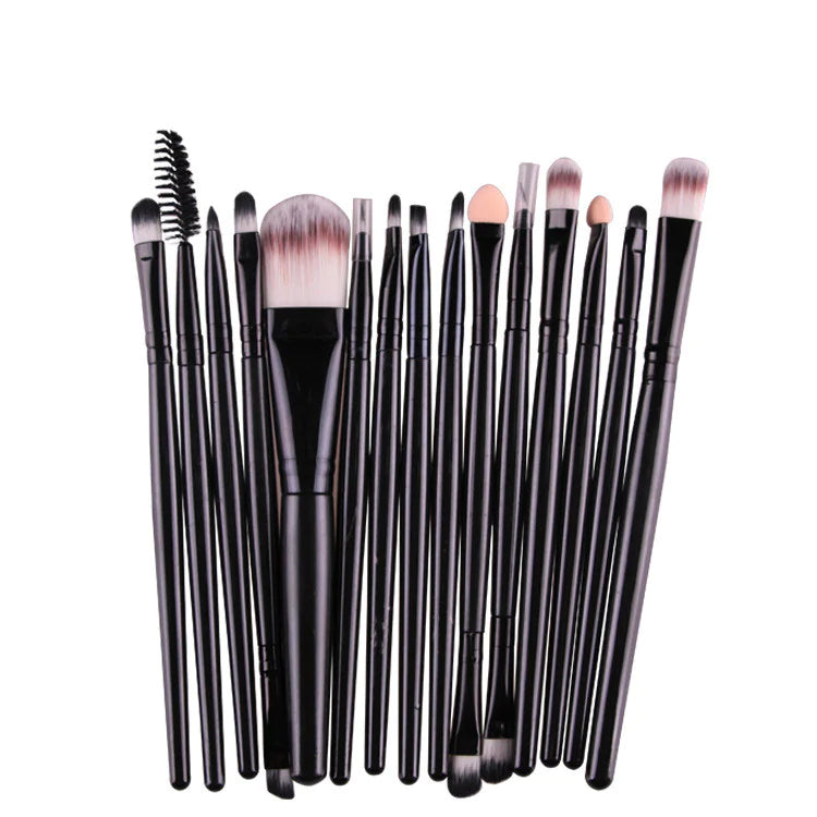 15-Piece Makeup Brush Set – Complete Professional Collection for Face, Eyes, and Brows