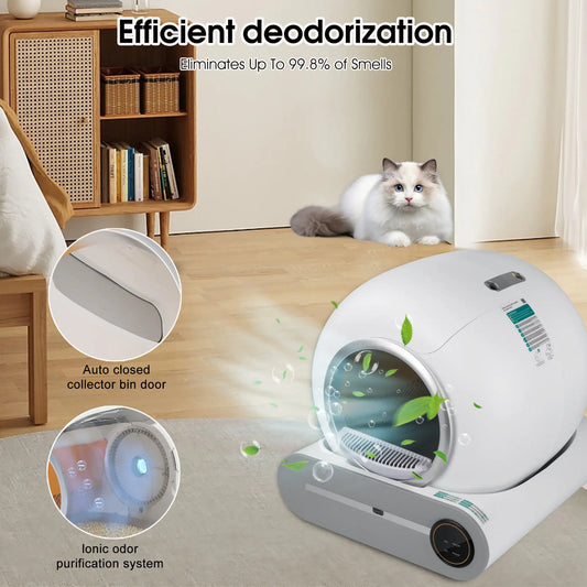 Self-Cleaning Litter Box with Automatic Scooping, Deodorization & App Control
