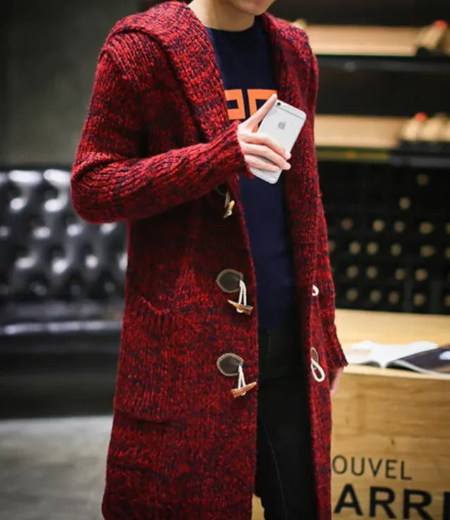 Casual Bat-Type Cardigan – Lapel Collar, Horn Buttons, Relaxed Fit (S–5XL, Unisex Style)