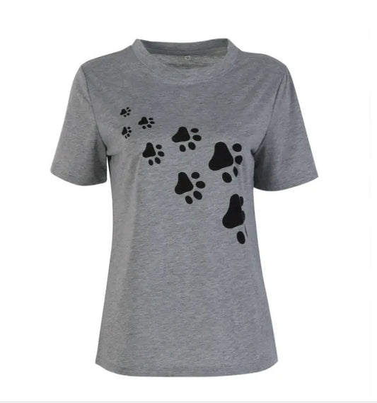 Dog Paw Print Printed Women’s T-Shirt – Wear Your Love for Dogs in Style