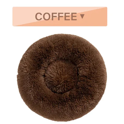 Fluffy Donut Pet Bed – Plush, Calming Comfort for Dogs and Cats