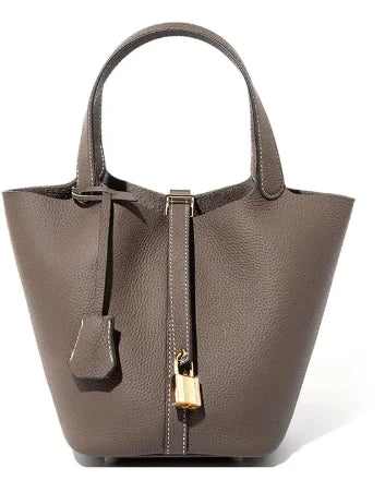 Bucket Leather Handbag – Genuine Cowhide Urban Chic Cylinder Bag
