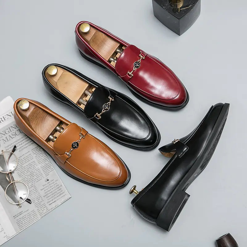 Men’s Classic Metal Chain Loafers – Timeless Sophistication &amp; Comfort