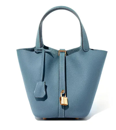 Bucket Leather Handbag – Genuine Cowhide Urban Chic Cylinder Bag