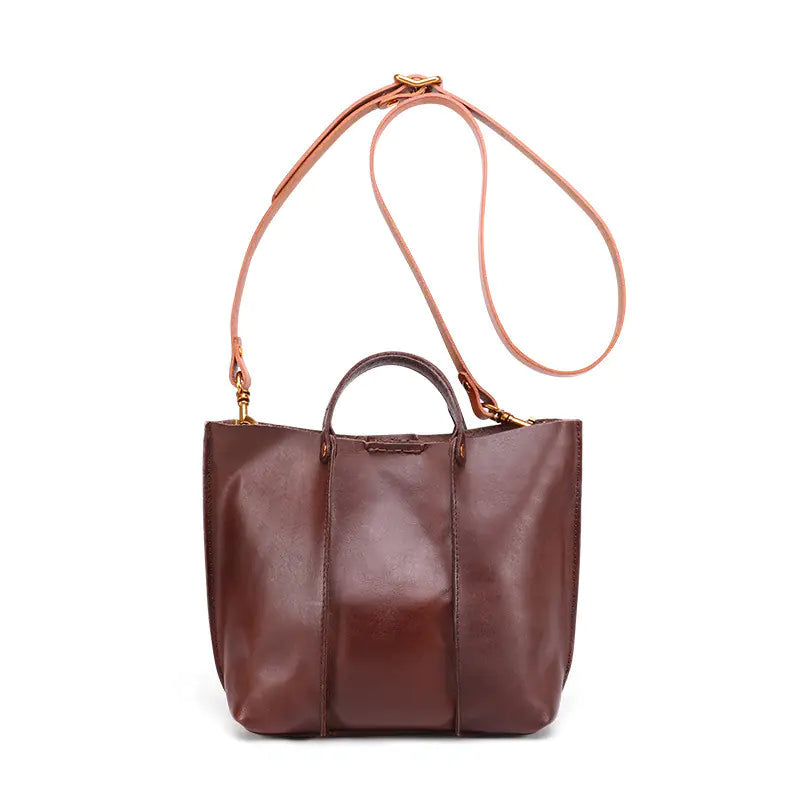 Layered Leather Handbag – Premium Cowhide Shoulder Messenger Bag in Six Timeless Colors