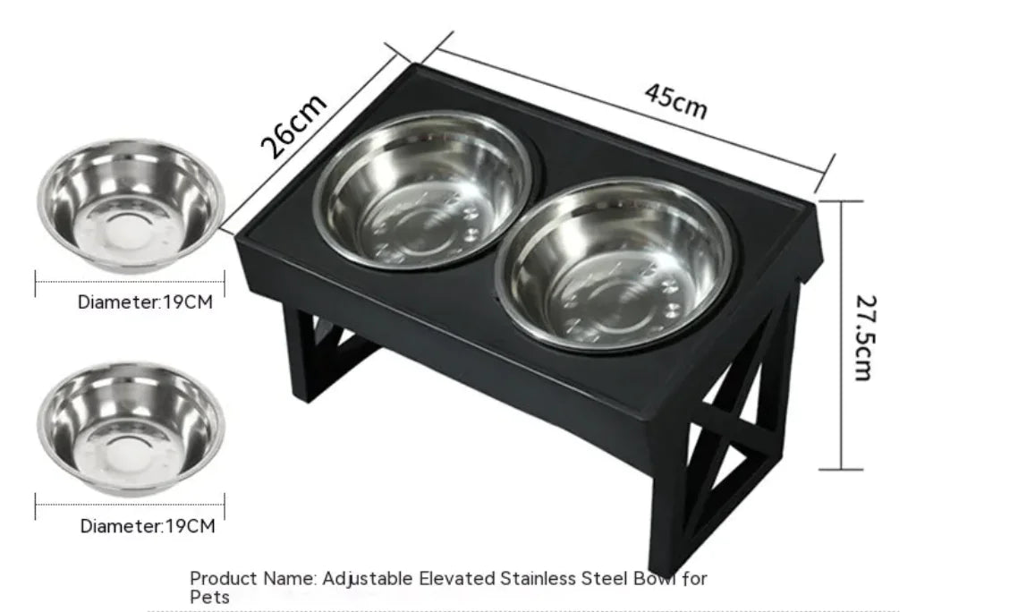 Elevated Dog Bowls with Height-Adjustable Stand