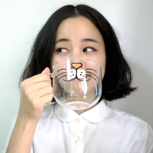 Whimsical Cat Mustache Glass Cup – Playful Drinkware for Cat Lovers & Gift-Giving Fun