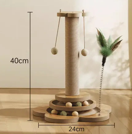 Durable Cat Scratching Post – Sisal-Wrapped Scratch Pole with Stable Base for Claw Care and Play