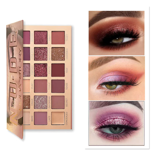 Desert Rose Eyeshadow Palette – 18 Matte & Shimmer Shades in Warm Neutral Tones (6.9" x 4.1" x 0.6")