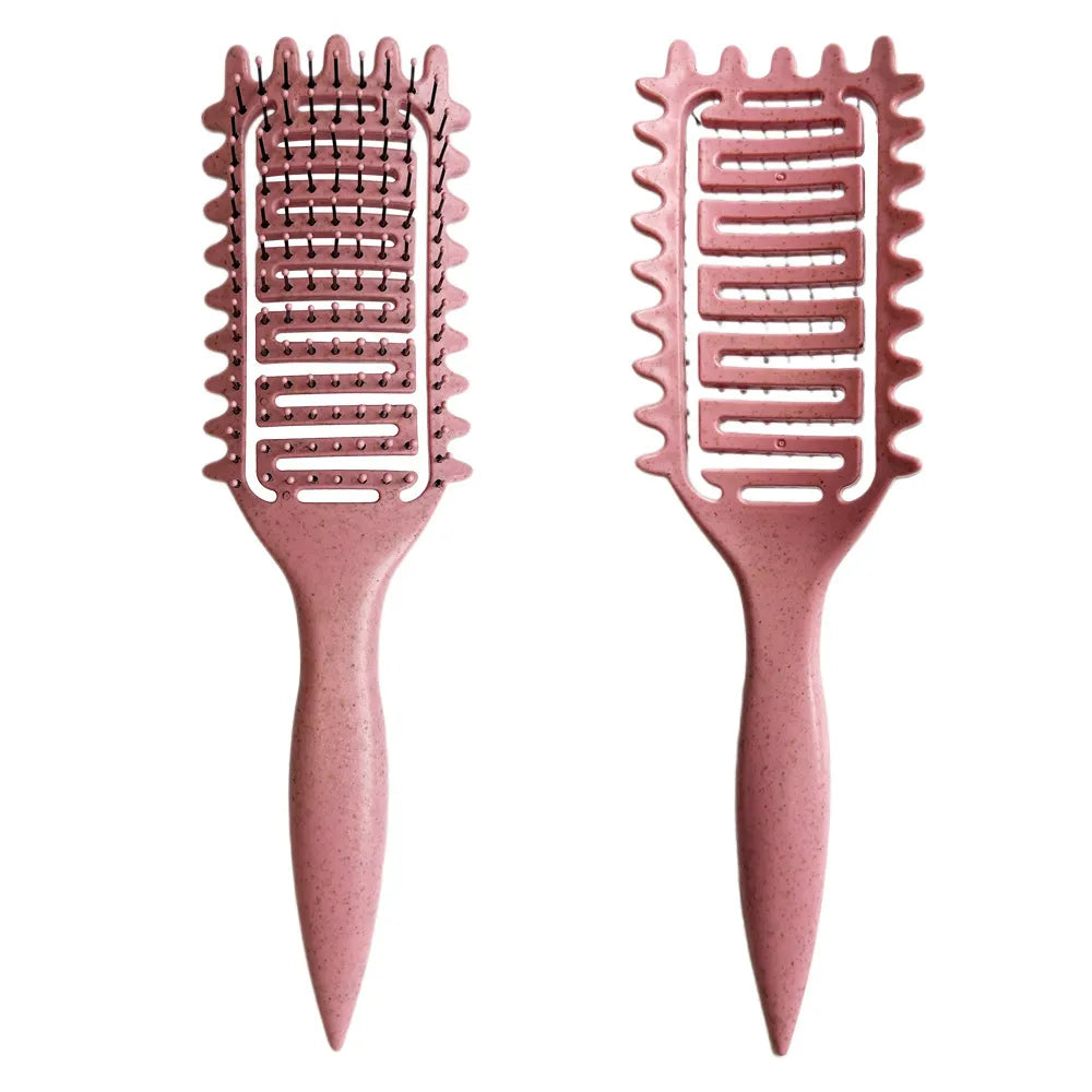 Voluminous Style Fluffy Hair Hollow Comb – Lightweight Wheat Straw Styling Brush (24.5 cm / 9.6 in)
