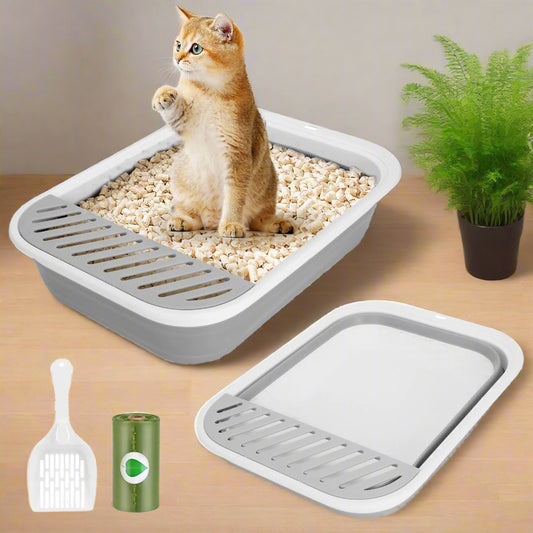 Foldable Portable Cat Litter Box with Scoop and Litter Bag