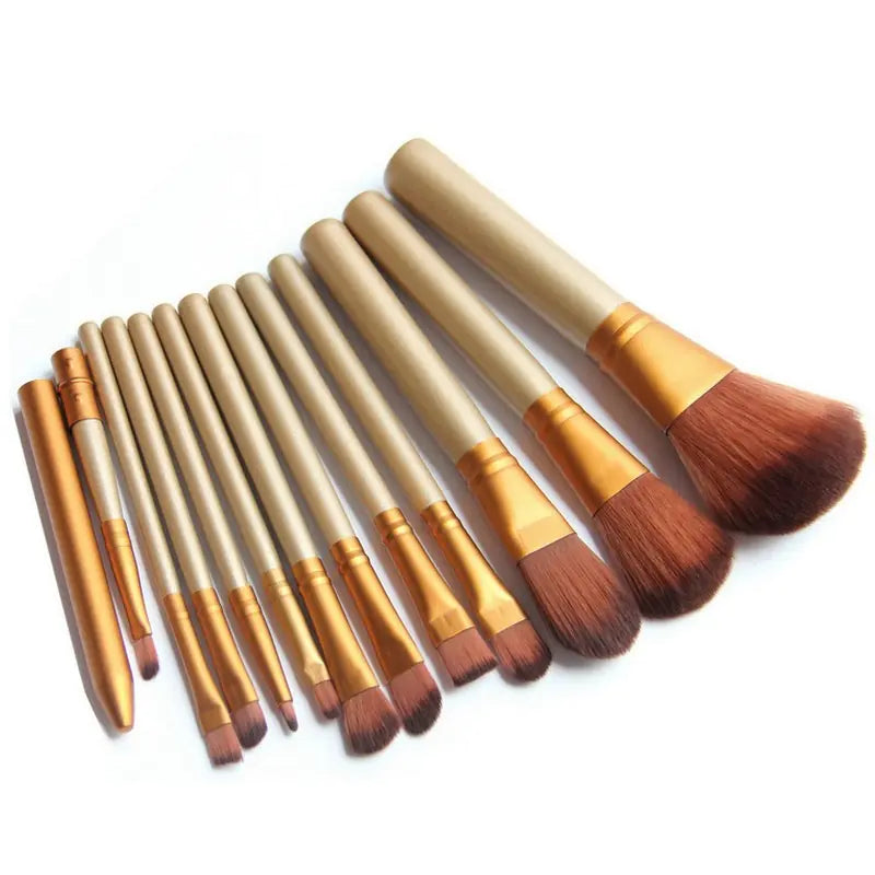 12-Piece Makeup Brush Set in Iron Box – Professional Quality, Travel-Friendly Design (Gold Finish)