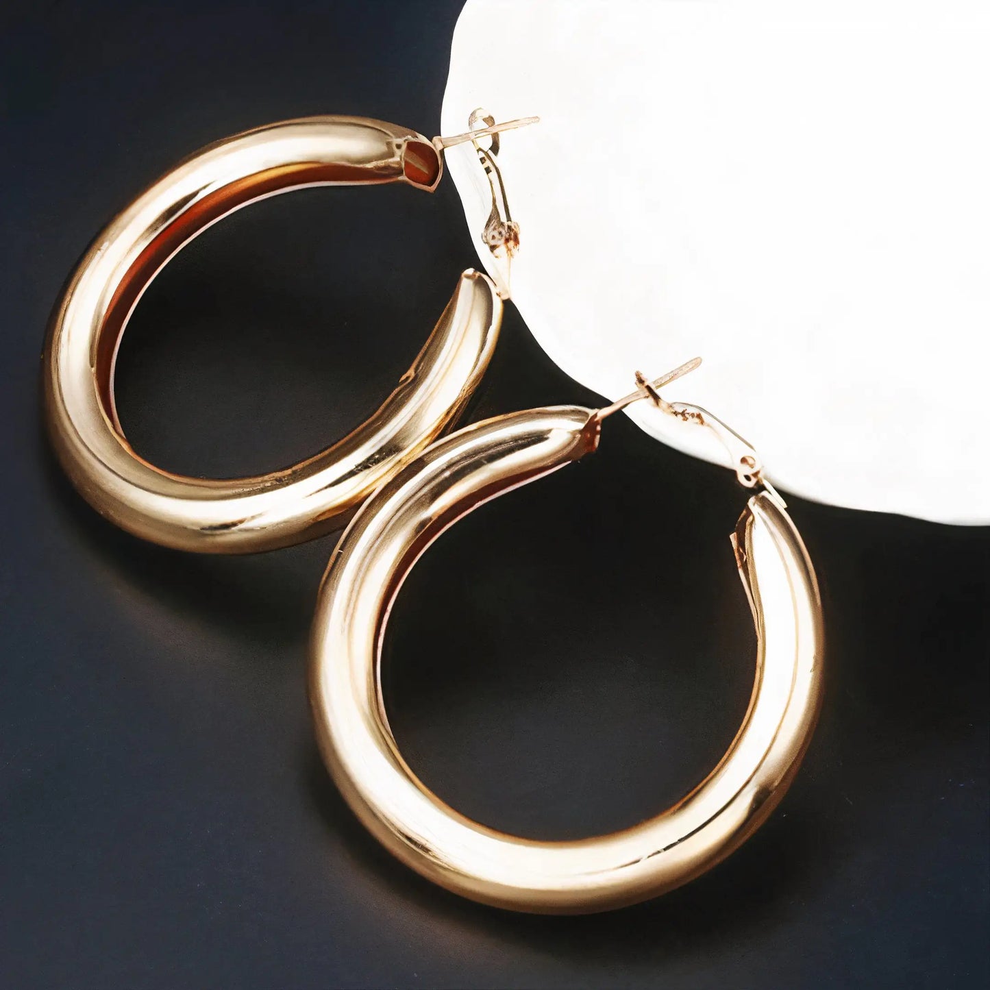 Aura Earrings – Bold Gold or Silver Plated Thick Hoop Earrings