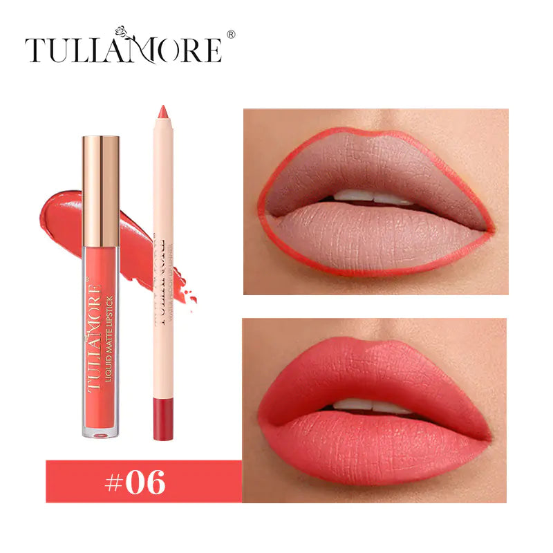 Waterproof Matte Air Lip Glaze & Lip Pencil Set