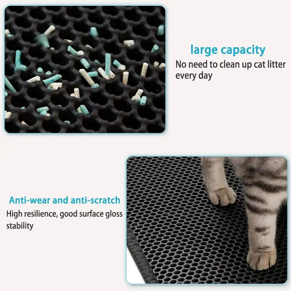 Double Layer Cat Litter Mat – EVA Waterproof Mat with Litter Trap Design