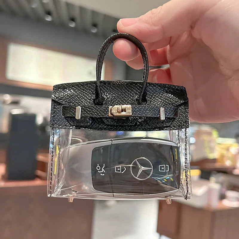 Mini Transparent Handbag Key Cover – Stylish TPU Pouch for Keys, Lipsticks & Accessories