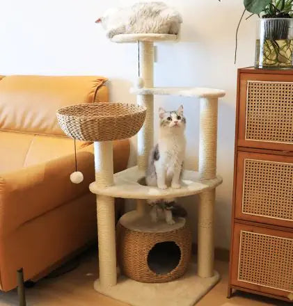 Cattail Cat Tree Tower – Oversized Cloud-Style Perch for Lounging Cats
