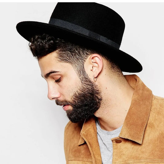 Flat Top Wool Hat for Men