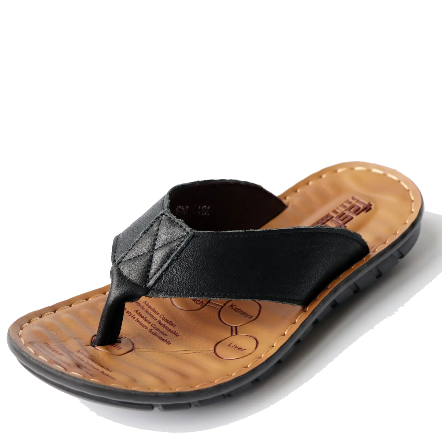 Cowhide Men’s Flip Flops Sandals – Non-Slip Leather Summer Slides for Everyday Comfort