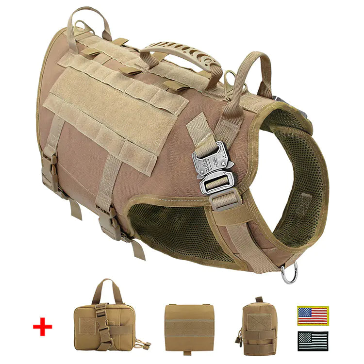 Combat Dog Harness – Heavy-Duty Chest Vest for Large Dogs with Handle and Leash Attachment (M & L Sizes)