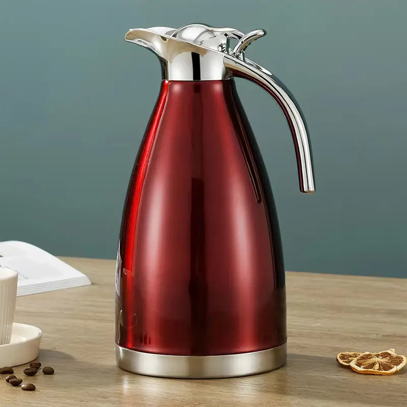 European Style Double Vacuum Insulation Coffee Pot – 2.0L Stainless Steel Thermal Carafe