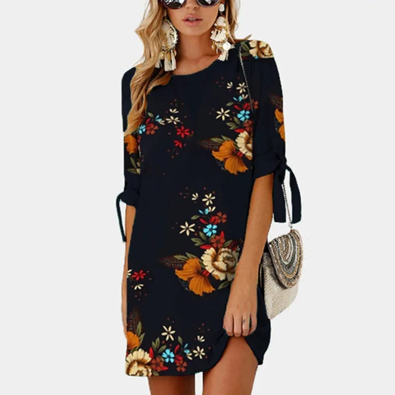 Floral Print Chiffon Beach Summer Dress