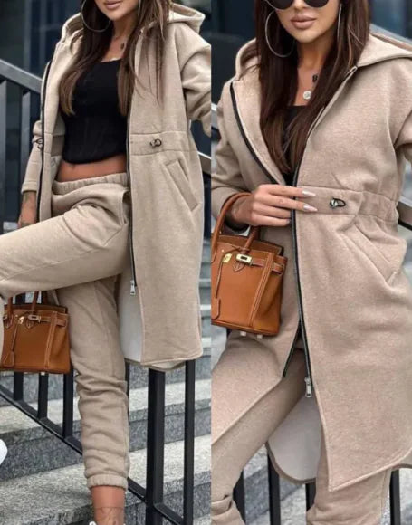 Women’s Fleece Hooded Sweater Set – Cozy Two-Piece Outfit for Warmth & Style (S–2XL)
