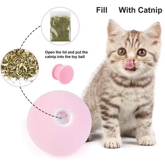 Interactive Ball Catnip Cat Training Toy – Sound-Activated with Real Animal Calls (Tap Trigger & Built-In Catnip Slot)