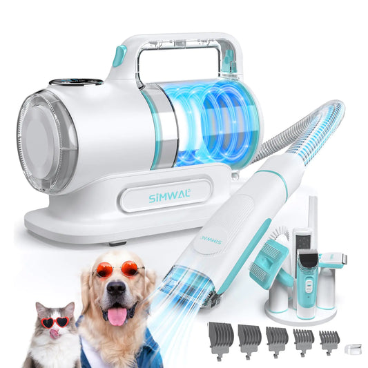 SIMWAL 6-in-1 Pet Grooming Vacuum Kit – Quiet 11KPa Suction System