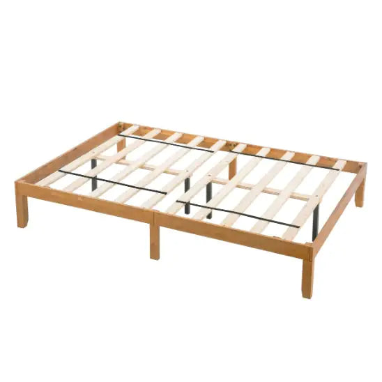 Queen Size Wood Platform Bed Frame, No Box Spring Needed, Strong Wood Slat Support, Easy Assembly