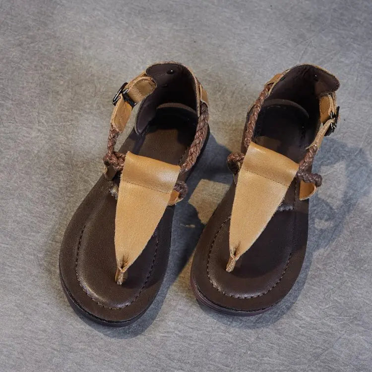 Women's Clip Toe Sandals – Flat, Lightweight, and Summer-Ready in Beige or Brown