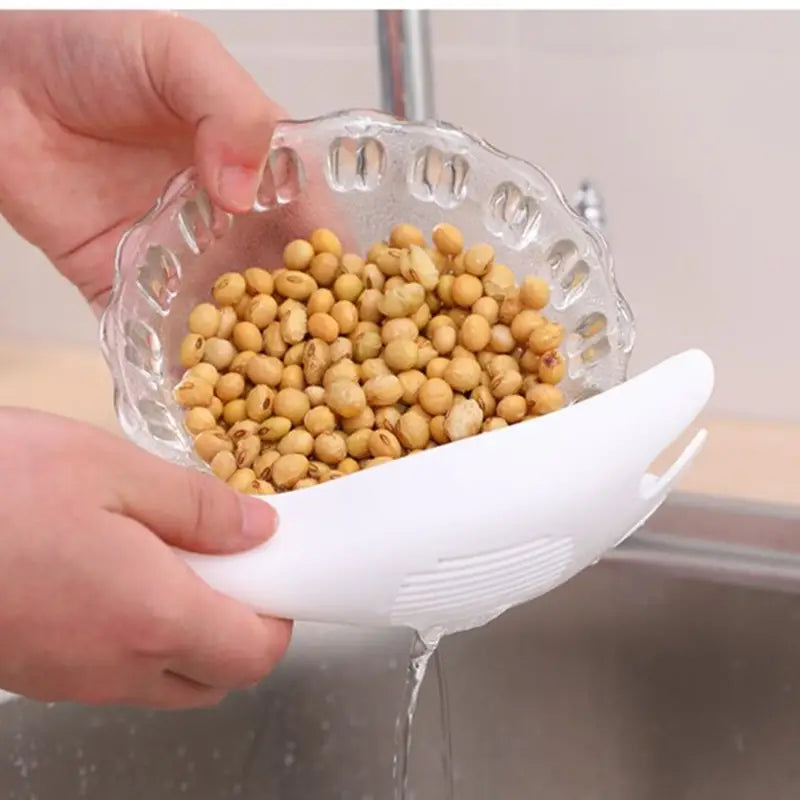 Multi-functional Colander/Strainer & Rice/Pasta Washing Spoon – Lightweight PP Kitchen Gadget for Easy Cleaning