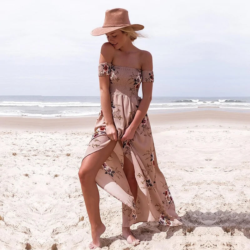 Bohemian Floral Maxi Dress – Ankle-Length Fit-and-Flare for Effortless Summer Style