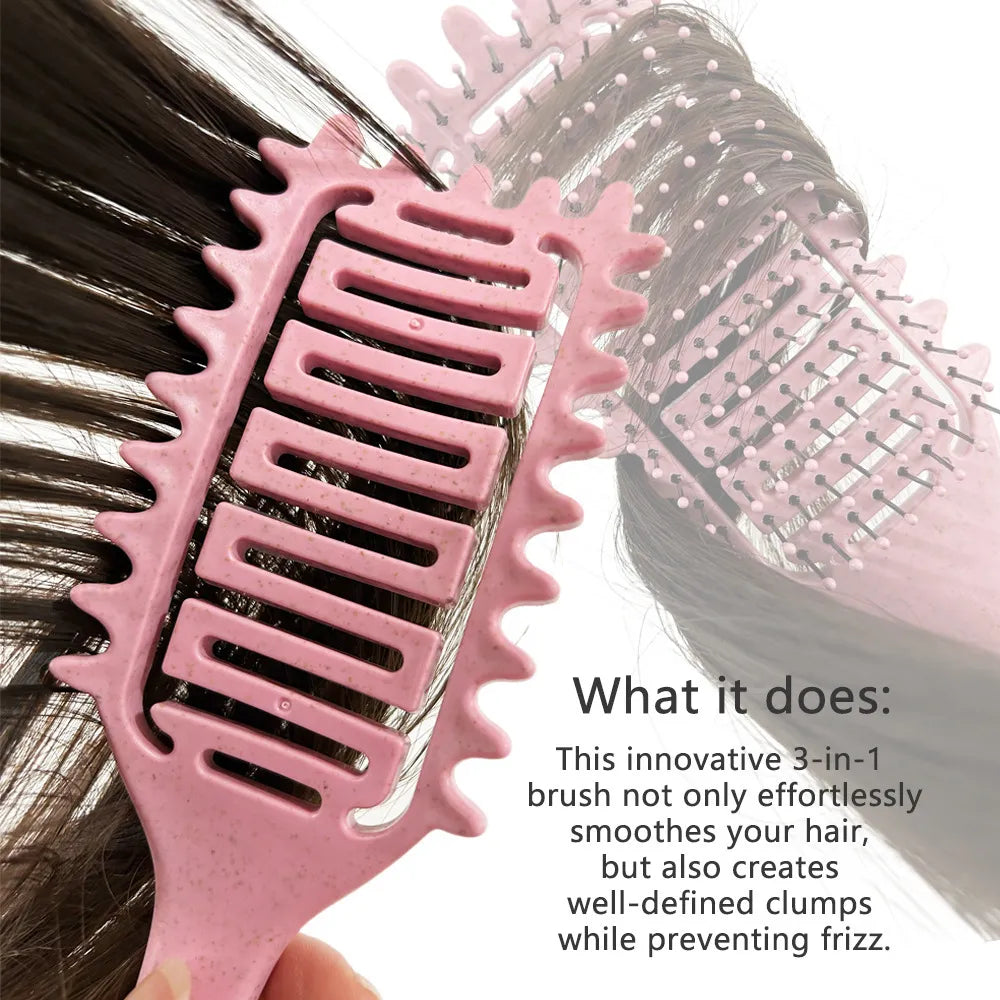 Voluminous Style Fluffy Hair Hollow Comb – Lightweight Wheat Straw Styling Brush (24.5 cm / 9.6 in)