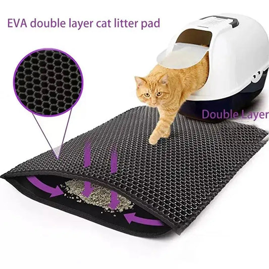 Double Layer Cat Litter Mat – EVA Waterproof Mat with Litter Trap Design