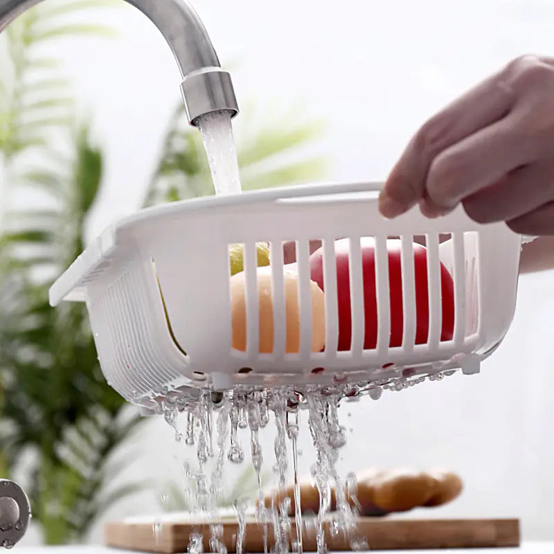 Adjustable Retractable Plastic Vegetable Draining Basket – Multi-Color Expandable Sink Colander