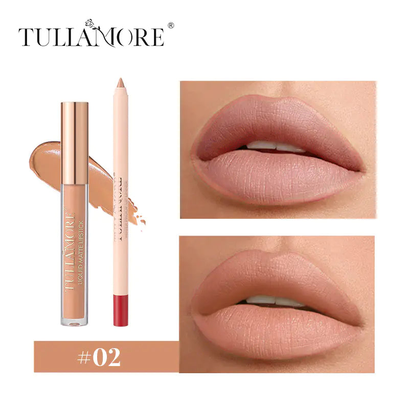 Waterproof Matte Air Lip Glaze & Lip Pencil Set
