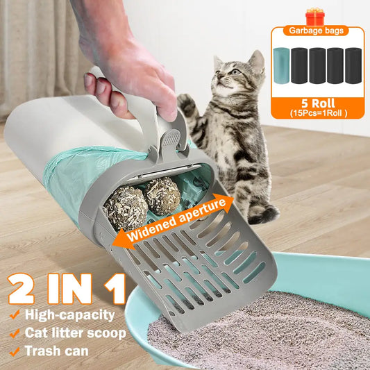 Cat Litter Shovel with Built-in Waste Bin – Efficient, Hygienic, and Easy-to-Use Cleaning Tool