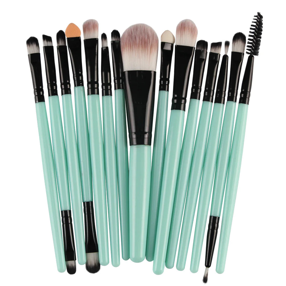 15-Piece Makeup Brush Set – Complete Professional Collection for Face, Eyes, and Brows