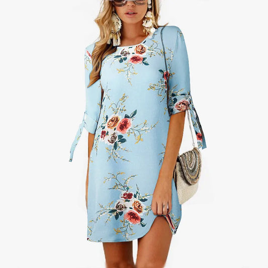 Floral Print Chiffon Beach Summer Dress