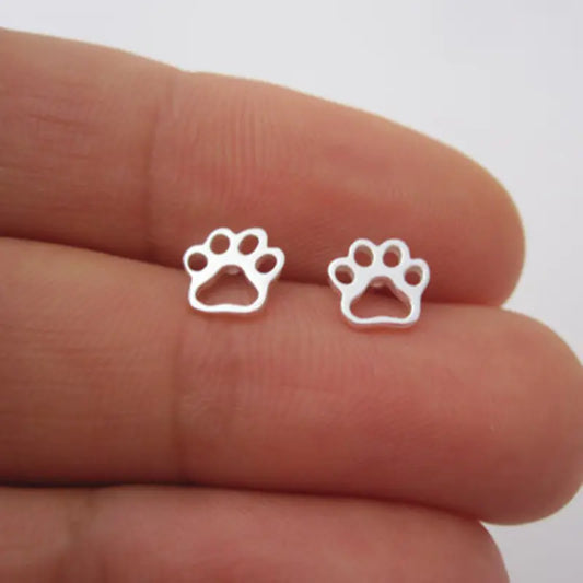 Paw Geometric Stud Earrings – Playful Charm Meets Modern Edge