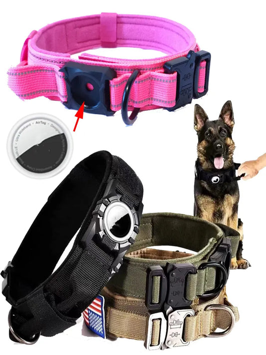 AirTag Protective Dog Collar – Adjustable Anti-Breakaway Tracking Collar for Medium to Extra-Large Dogs (S–XL)